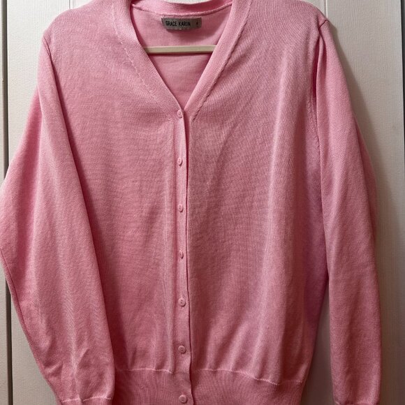 GRACE KARIN Women's XL Long Sleeve Button Down Cardigan V Neck Classic Sweater - Picture 8 of 9